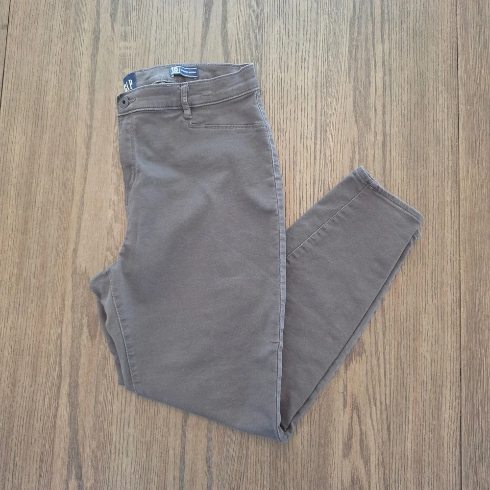 Gap Stretch Skinny Pants Womens 16 Grey Charcoal Mid Rise Tapered QLP1122S